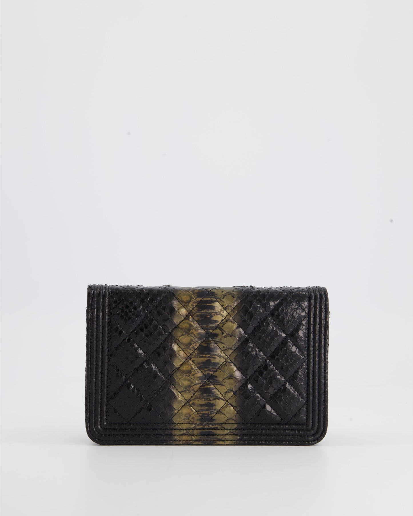 Chanel Black and Gold Wallet on Chain Bag in Python with Ruthenium Hardware