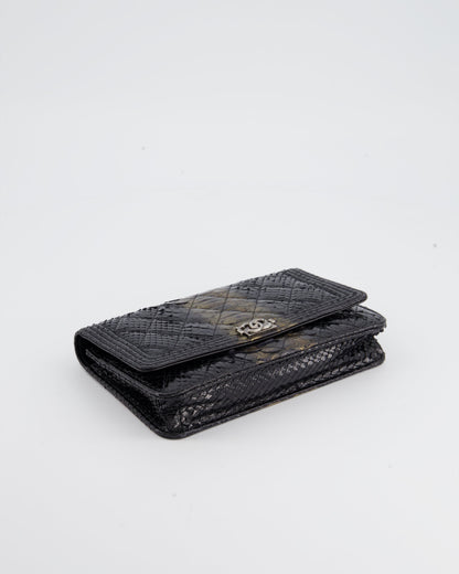 Chanel Black and Gold Wallet on Chain Bag in Python with Ruthenium Hardware