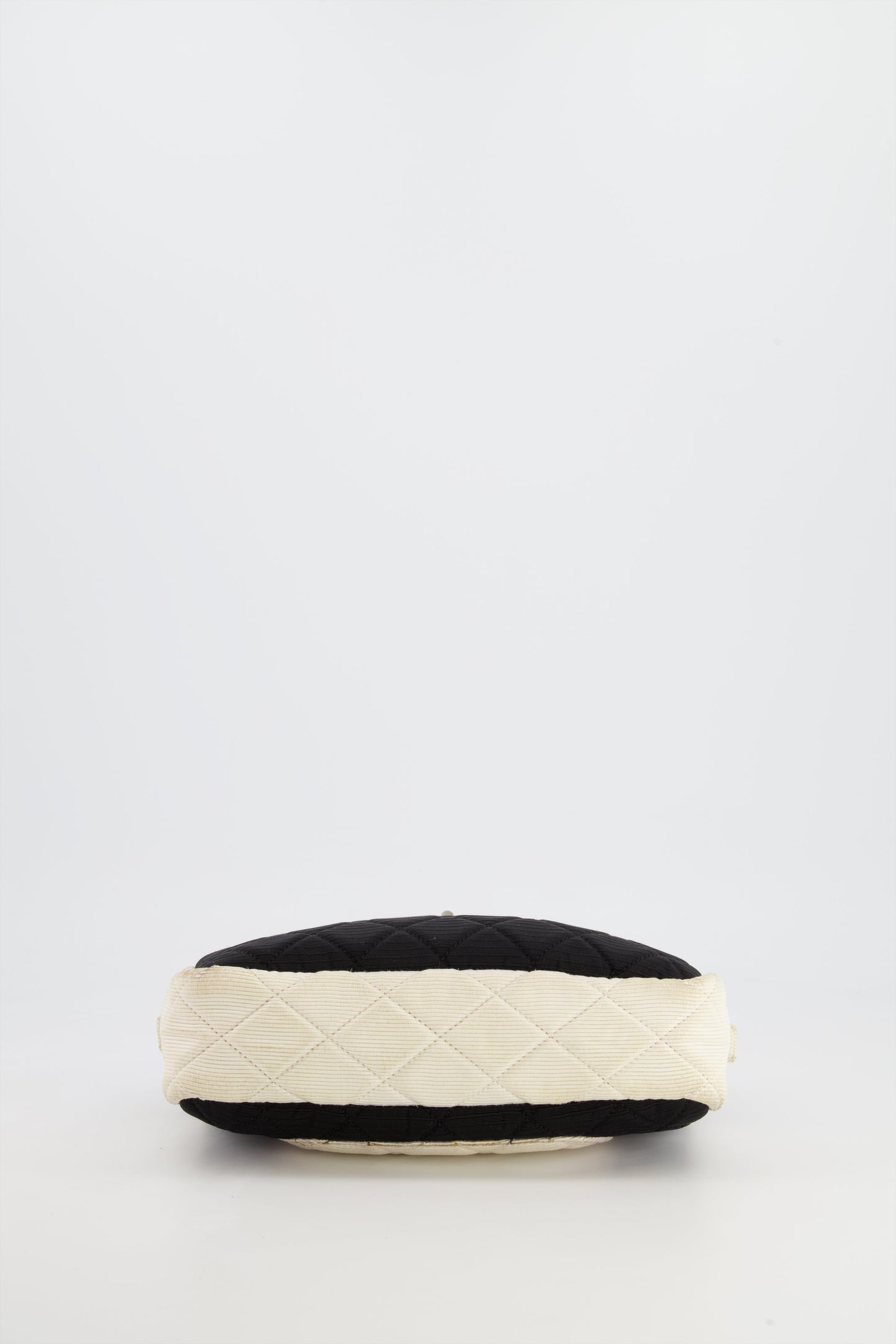 Chanel Black and White Canvas Camera Bag with Silver Hardware