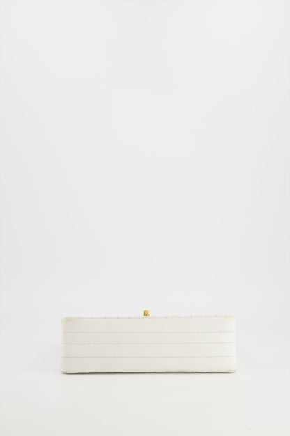 Chanel Vintage White Quilted Lambskin Single Flap Bag with 24k Gold Hardware