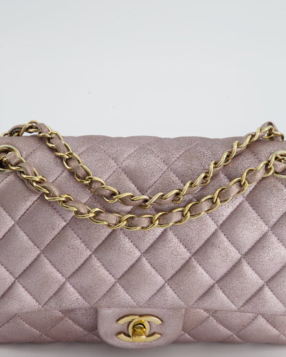 Chanel Metallic Rose Gold Medium Classic Double Flap Bag in Coated Calfskin with Champagne Gold Hardware RRP £8,530