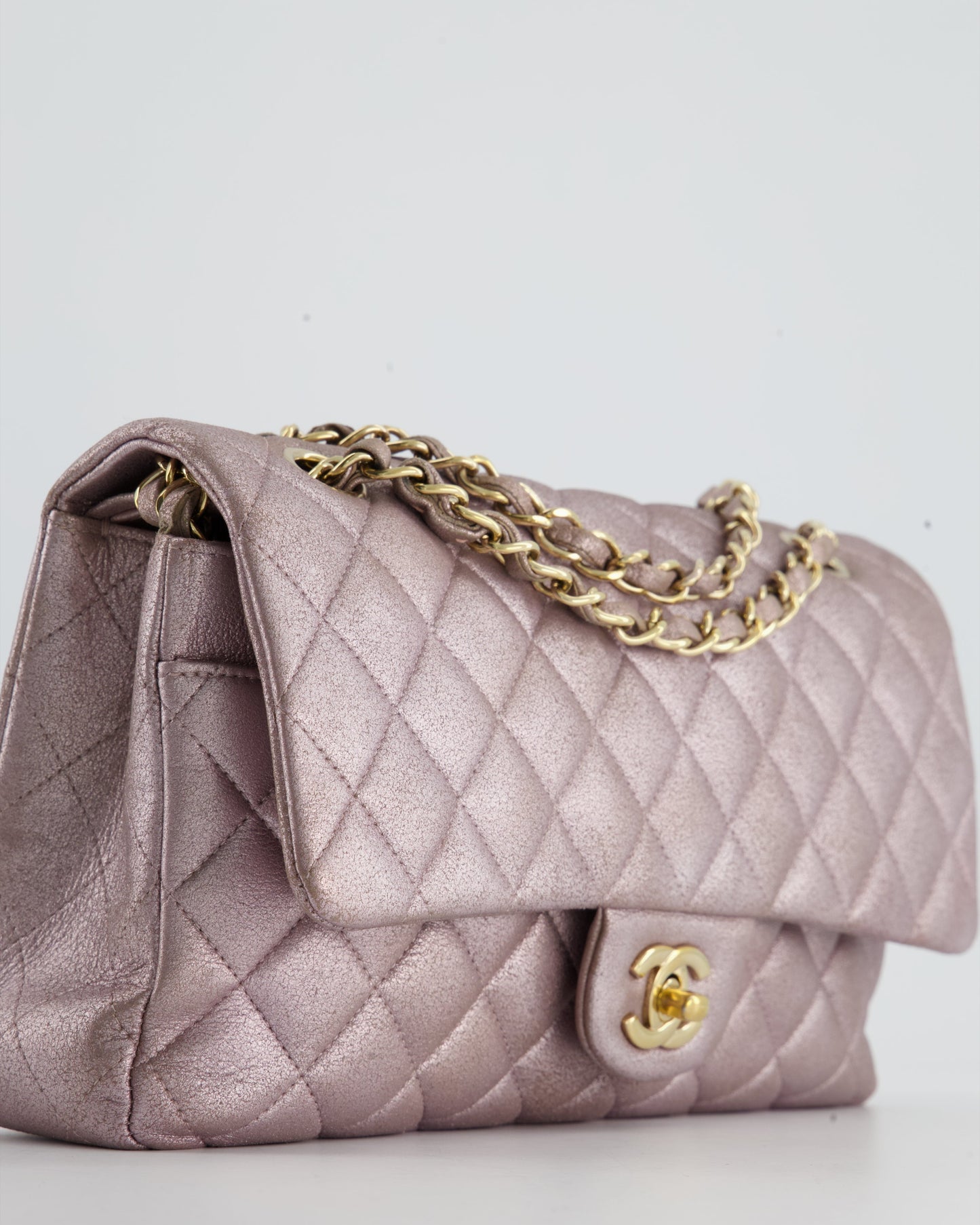Chanel Metallic Rose Gold Medium Classic Double Flap Bag in Coated Calfskin with Champagne Gold Hardware RRP £8,530