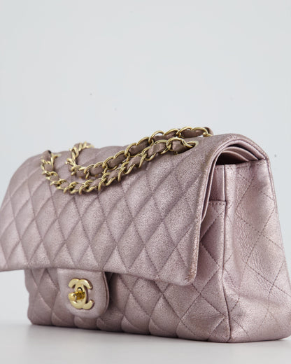 Chanel Metallic Rose Gold Medium Classic Double Flap Bag in Coated Calfskin with Champagne Gold Hardware RRP £8,530