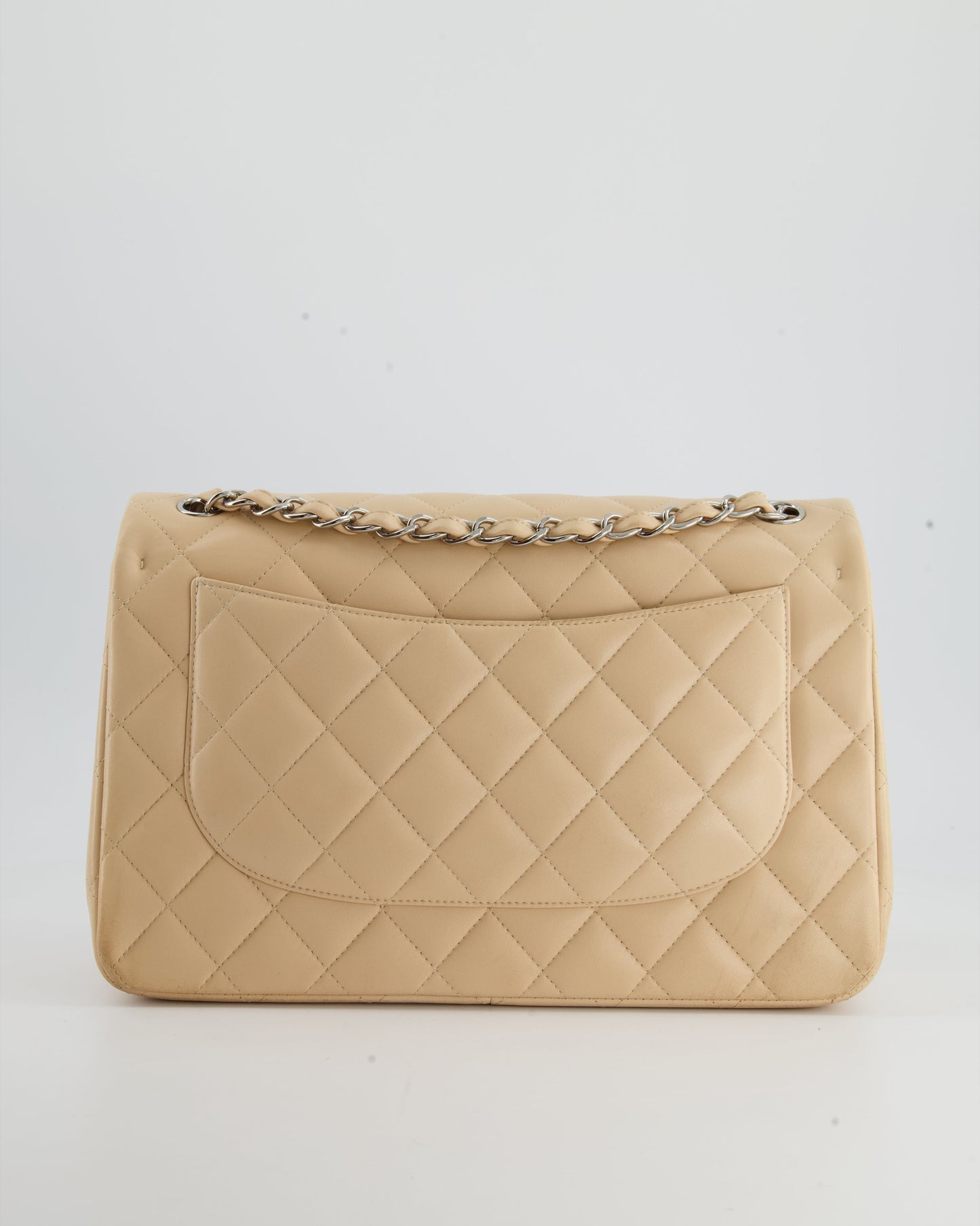 Chanel Beige Jumbo Classic Double Flap Bag in Lambskin with Silver Hardware RRP £9,240