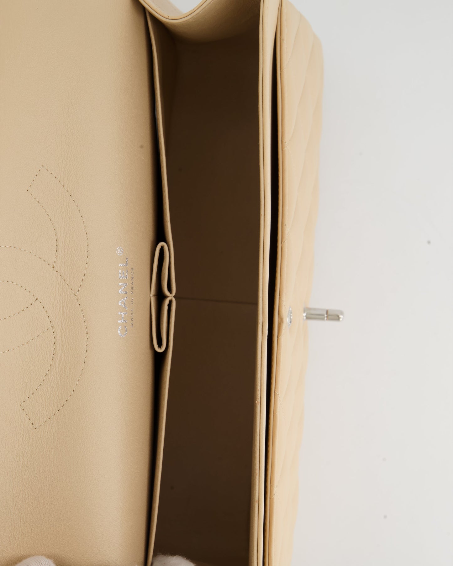 Chanel Beige Jumbo Classic Double Flap Bag in Lambskin with Silver Hardware RRP £9,240