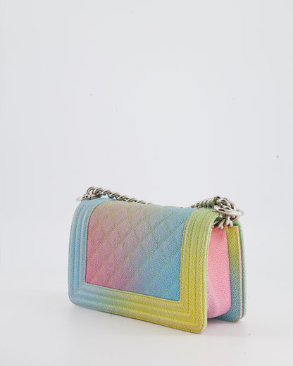 ChanelMulti-Coloured Small Boy Bag in Caviar Leather with Silver Hardware