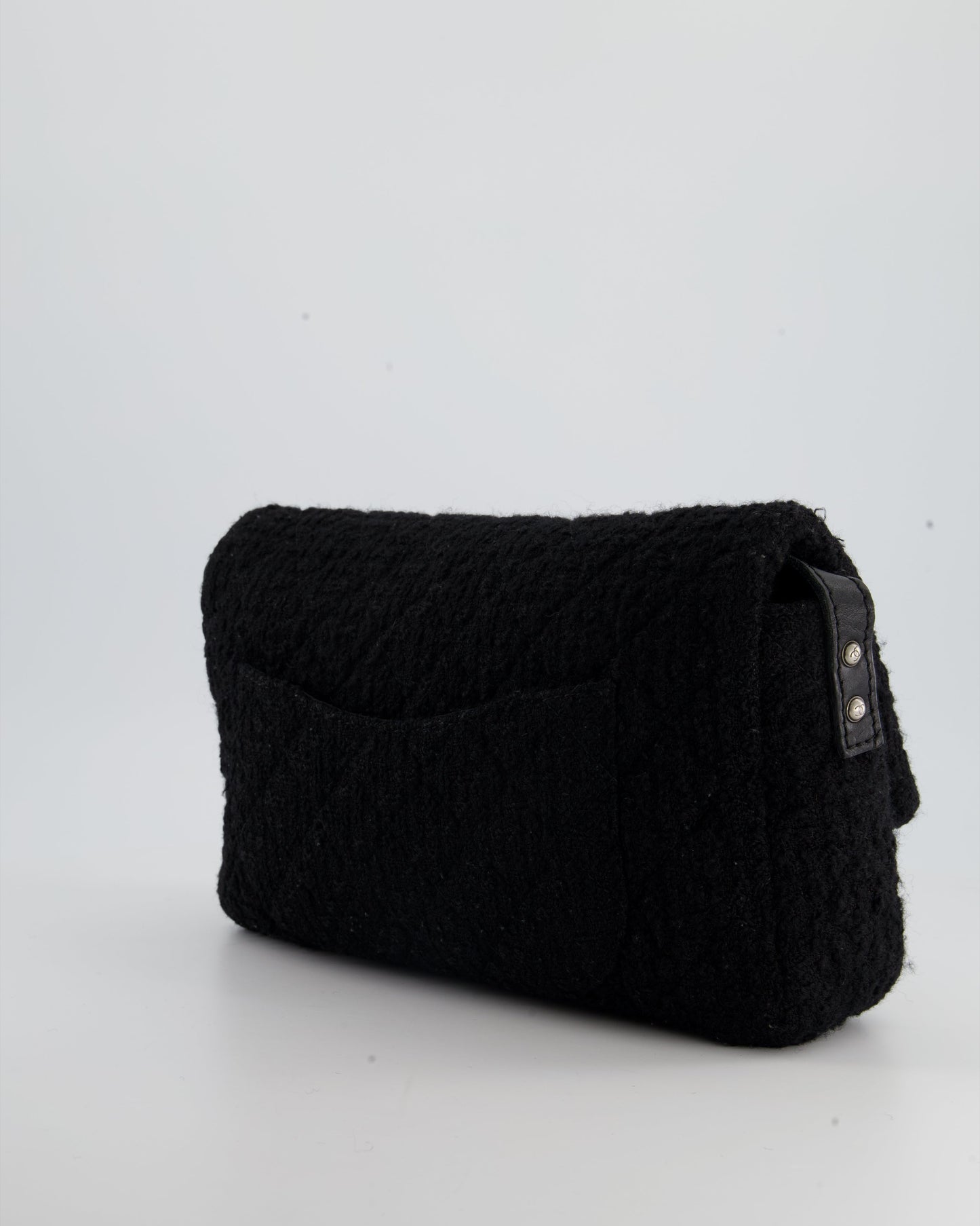 Chanel Large Black Reissue Bag in Tweed Fabric with Ruthenium Hardware