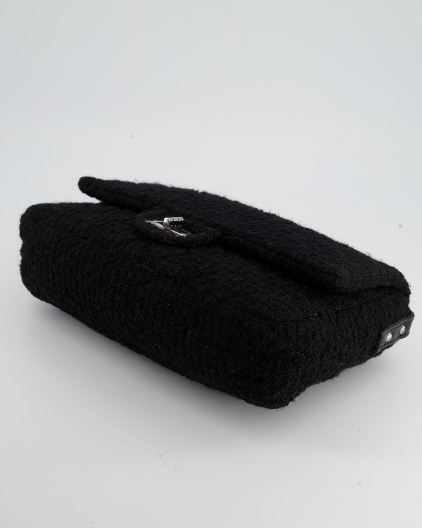 Chanel Large Black Reissue Bag in Tweed Fabric with Ruthenium Hardware