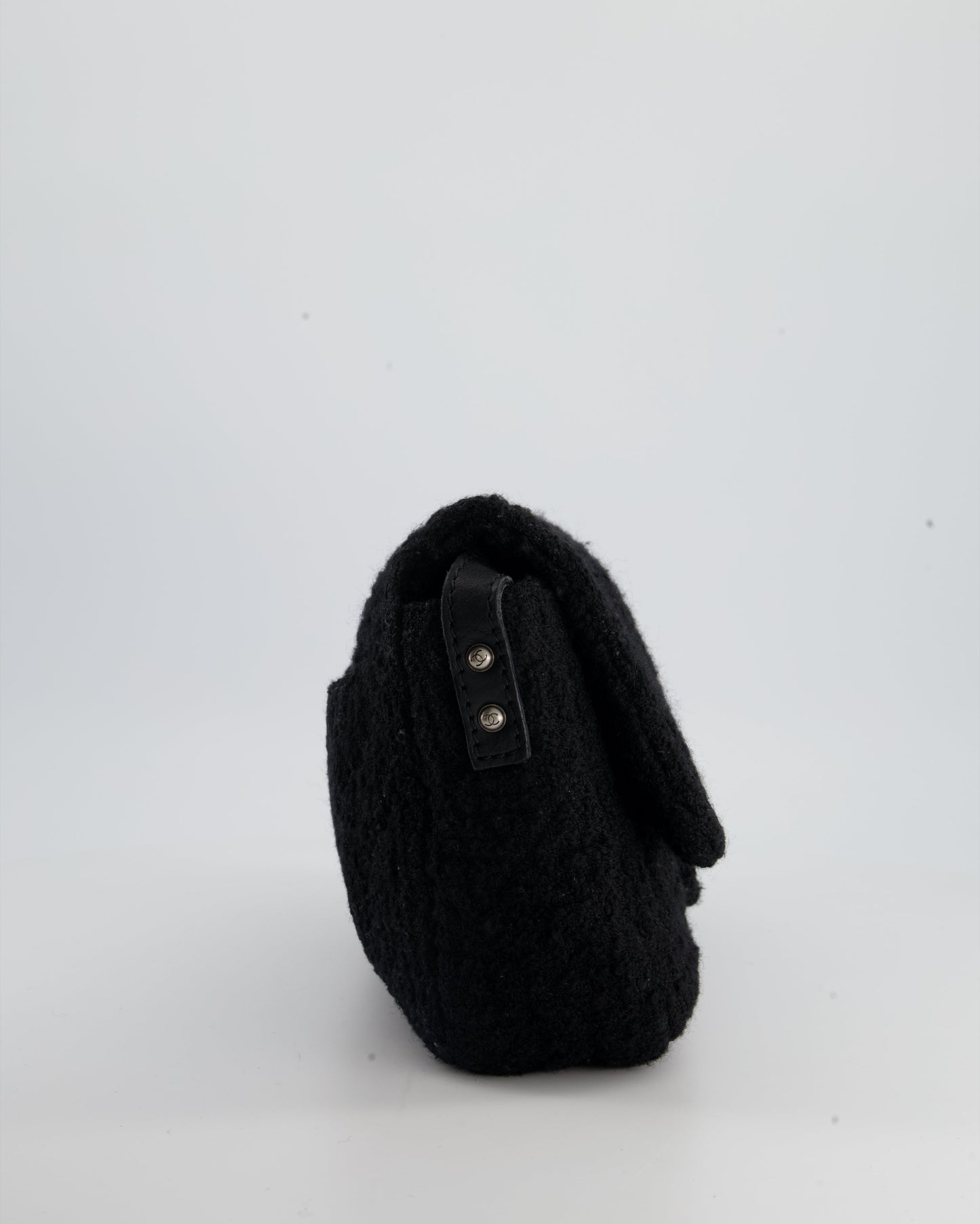 Chanel Large Black Reissue Bag in Tweed Fabric with Ruthenium Hardware