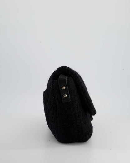 Chanel Large Black Reissue Bag in Tweed Fabric with Ruthenium Hardware