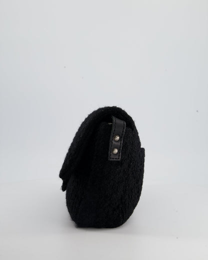 Chanel Large Black Reissue Bag in Tweed Fabric with Ruthenium Hardware