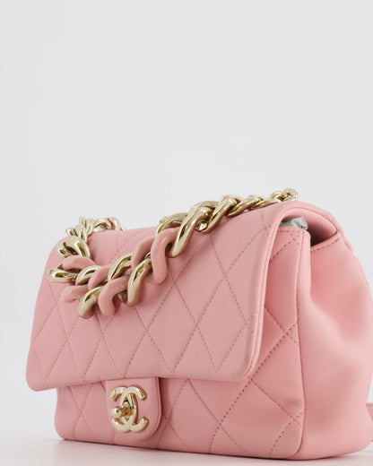 Chanel Baby Pink Medium Single Flap Chained Bag with Champagne Gold Hardware