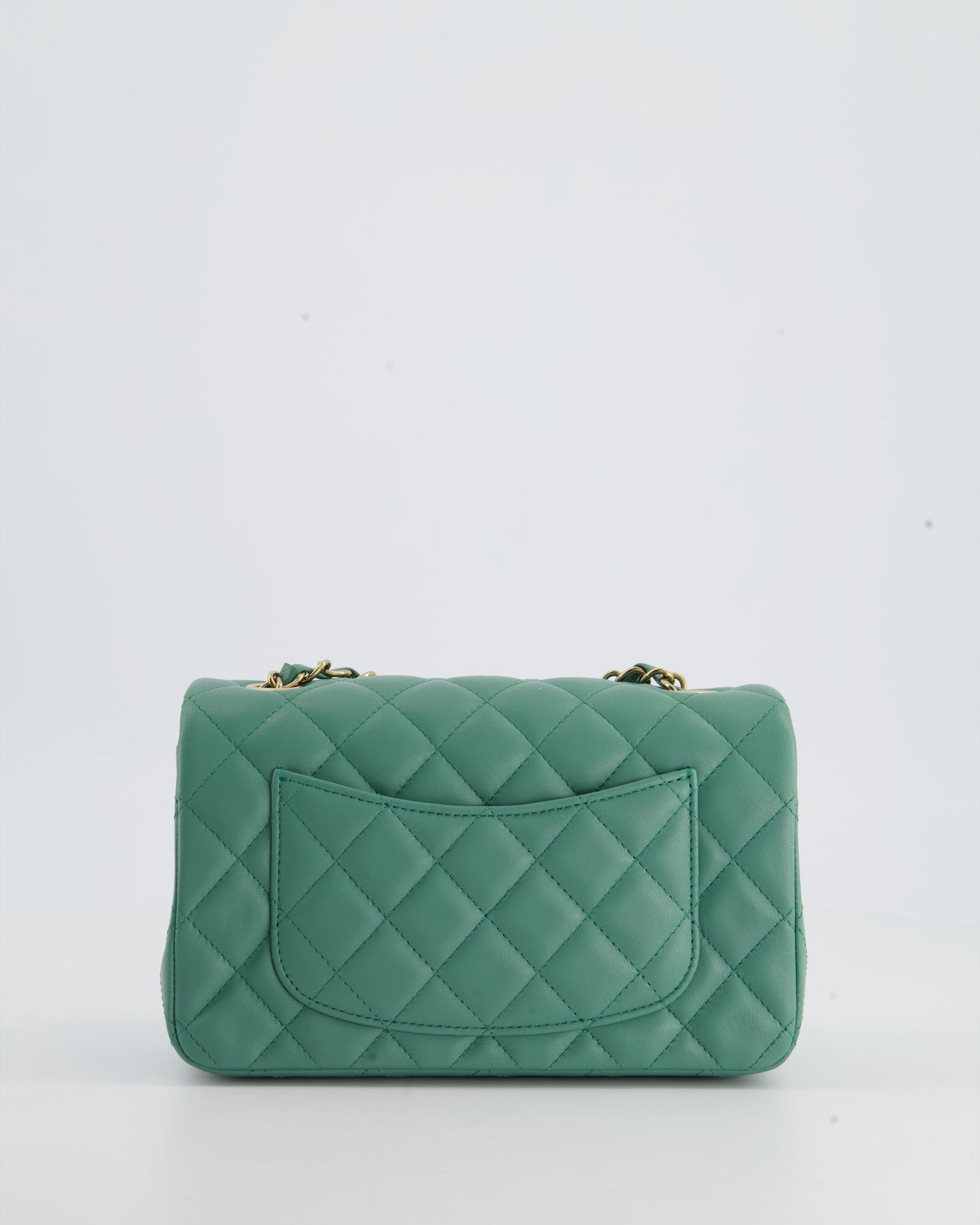 Chanel Green Mini Rectangular Bag in Lambskin Leather with  Champagne Gold Hardware