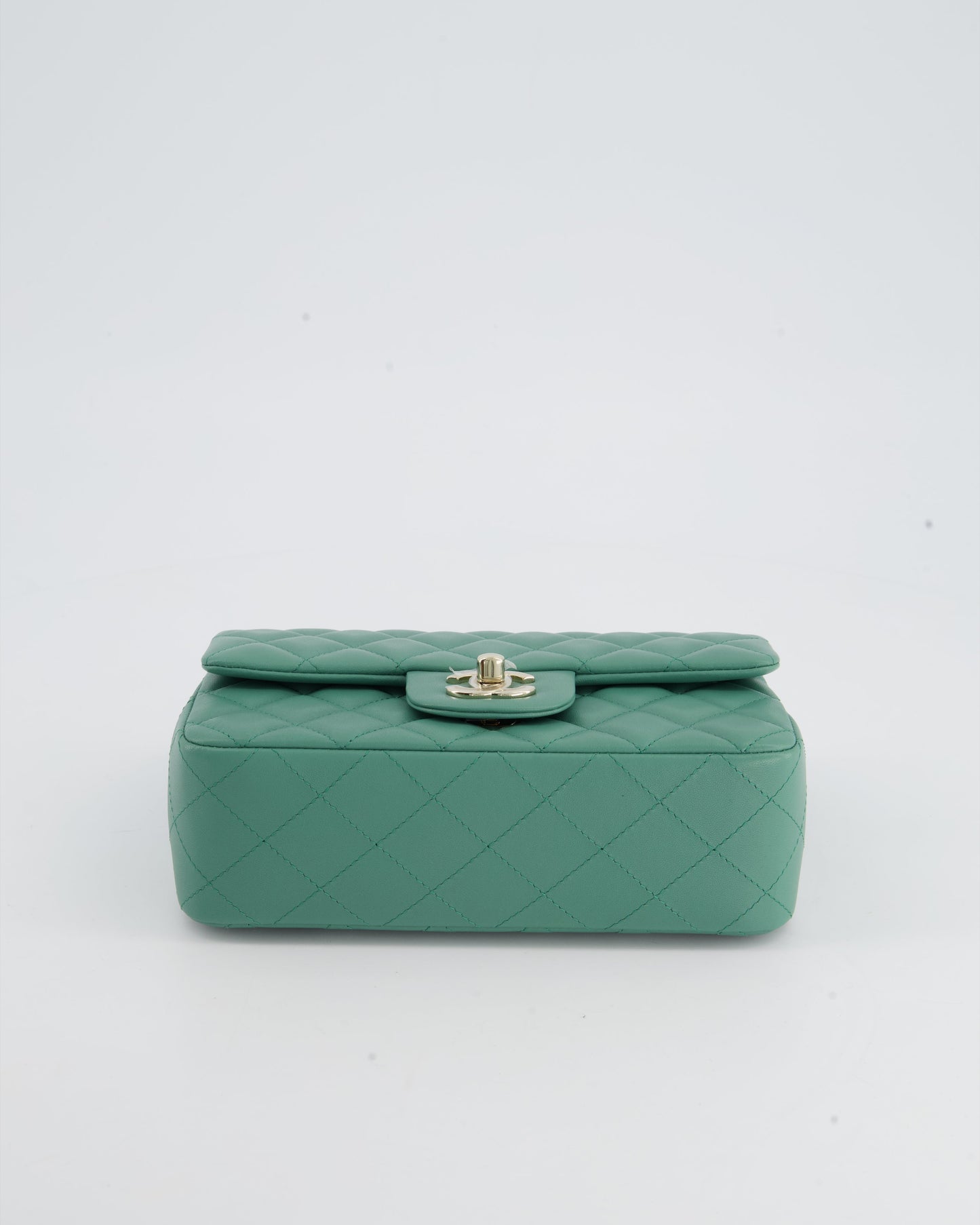 Chanel Green Mini Rectangular Bag in Lambskin Leather with  Champagne Gold Hardware