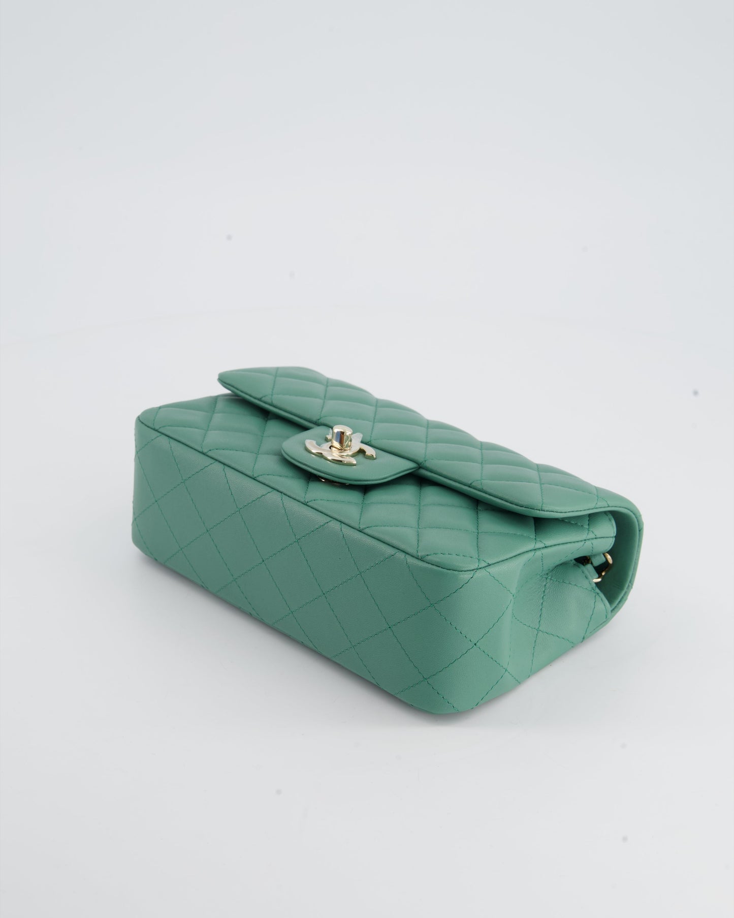 Chanel Green Mini Rectangular Bag in Lambskin Leather with  Champagne Gold Hardware