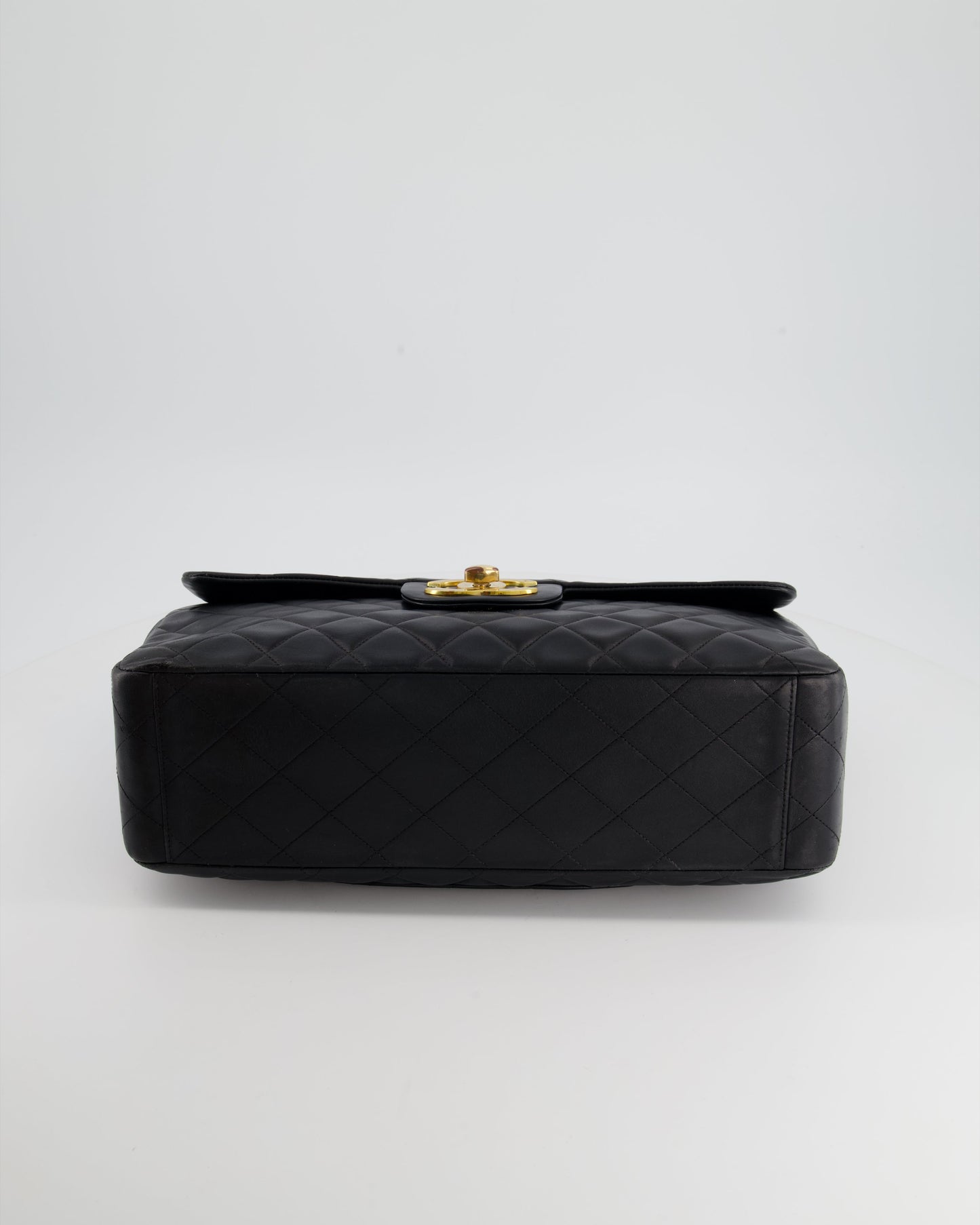 Chanel Navy Vintage Maxi Mademoiselle Single Flap Bag in Lambskin with 24K Gold Hardware