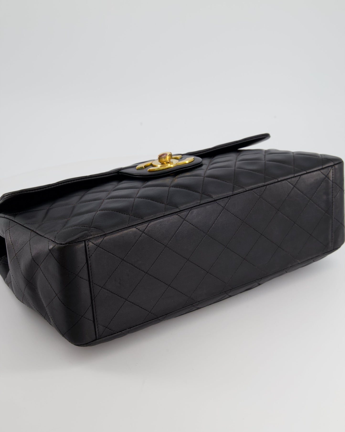 Chanel Navy Vintage Maxi Mademoiselle Single Flap Bag in Lambskin with 24K Gold Hardware