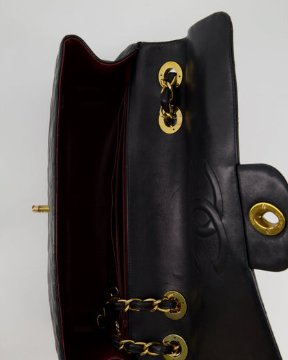 Chanel Navy Vintage Maxi Mademoiselle Single Flap Bag in Lambskin with 24K Gold Hardware