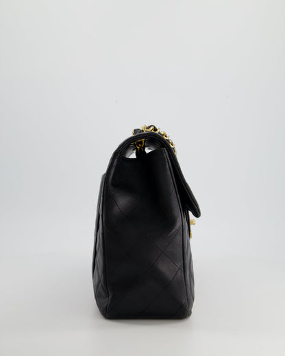 Chanel Navy Vintage Maxi Mademoiselle Single Flap Bag in Lambskin with 24K Gold Hardware