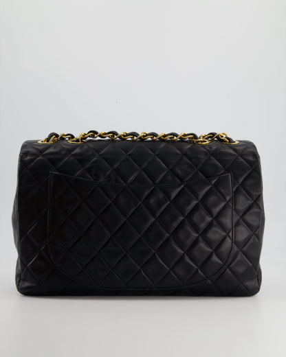 Chanel Navy Vintage Maxi Mademoiselle Single Flap Bag in Lambskin with 24K Gold Hardware