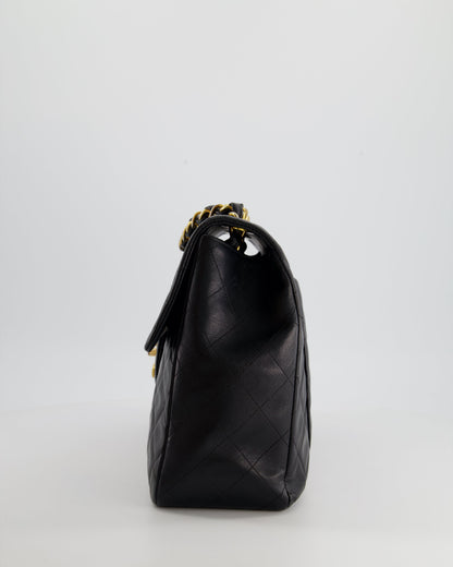 Chanel Navy Vintage Maxi Mademoiselle Single Flap Bag in Lambskin with 24K Gold Hardware