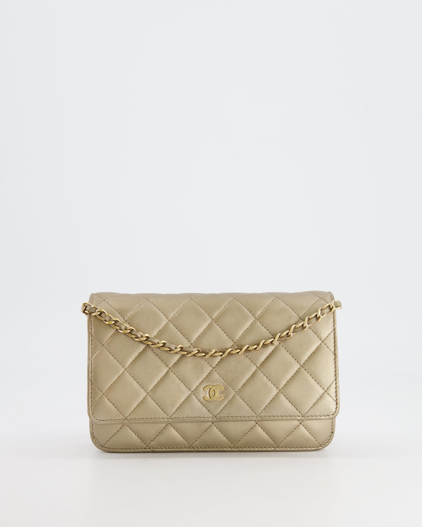 Chanel Metallic Gold Wallet on Chain Bag in Lambskin Leather with Gold Hardware