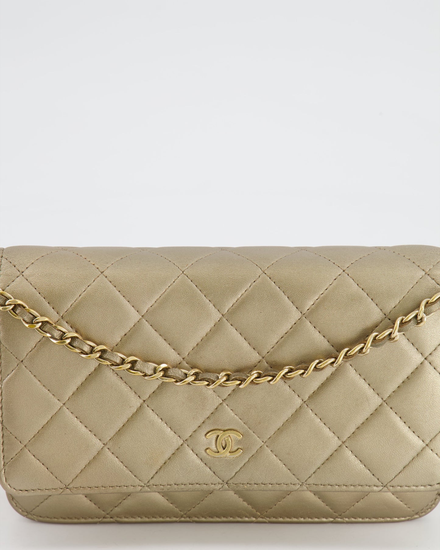 Chanel Metallic Gold Wallet on Chain Bag in Lambskin Leather with Gold Hardware