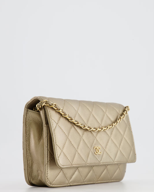 Chanel Metallic Gold Wallet on Chain Bag in Lambskin Leather with Gold Hardware