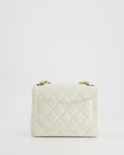 Chanel Vintage White Caviar Mini Square Flap Bag with 24K Gold Hardware
