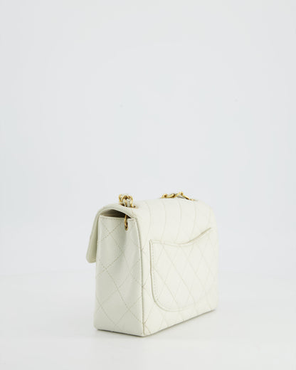 Chanel Vintage White Caviar Mini Square Flap Bag with 24K Gold Hardware