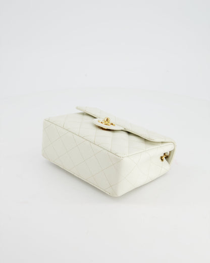 Chanel Vintage White Caviar Mini Square Flap Bag with 24K Gold Hardware