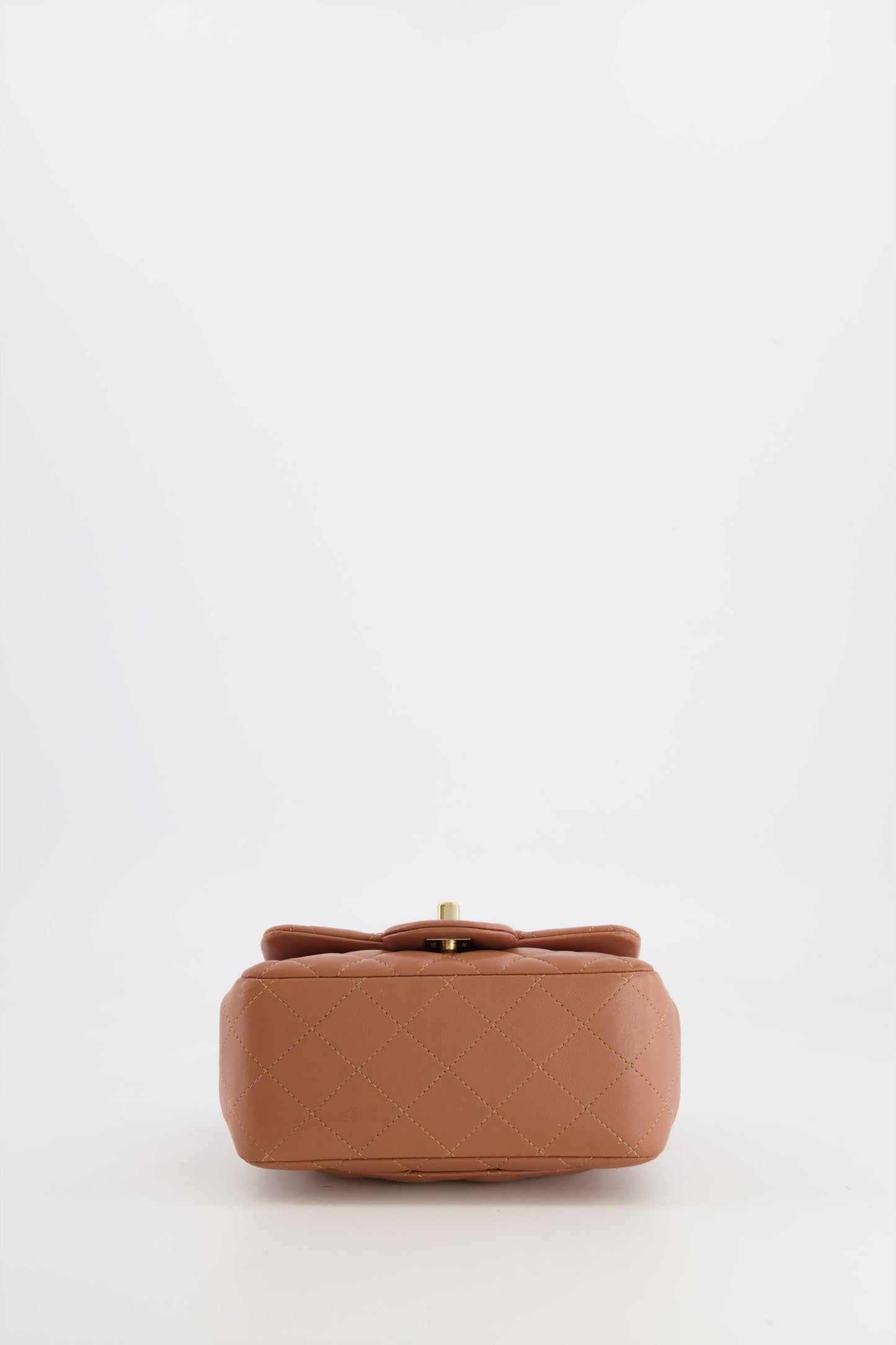 Chanel Caramel Mini Square Bag in Lambskin Leather with Champagne Gold Hardware