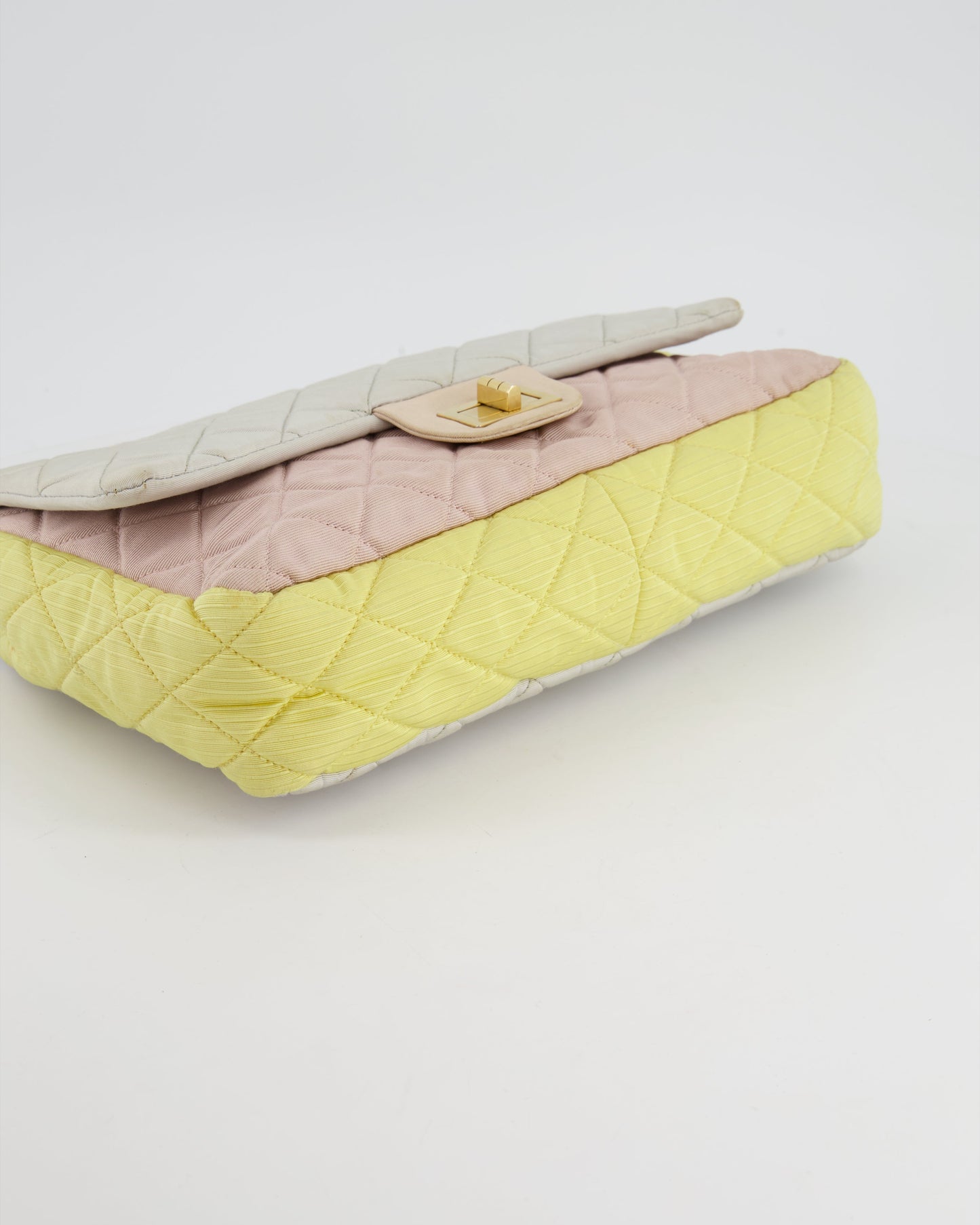 Chanel Large Jersey Reissue Pastel Yellow, Grey and Pink with Antique Gold Hardware