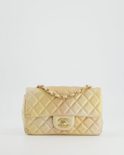 *UNICORN* Chanel Metallic Gold Ombre Mini Rectangular in Aged Calfskin with Brushed Gold Hardware