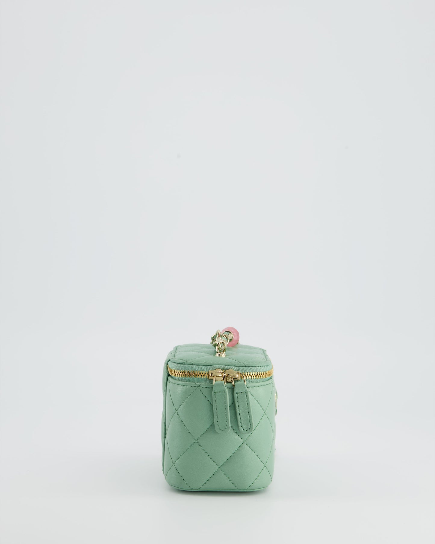 Chanel Pistachio Green Coco Crush Mini Vanity Bag in Lambskin Leather with Champagne Gold & Green Enamel Hardware