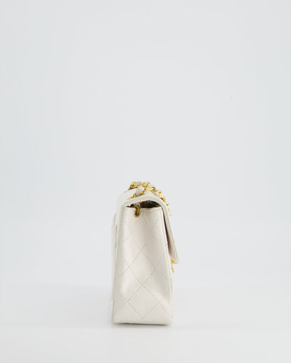 Chanel Vintage White Mini Square Bag in Lambskin Leather with 24K Gold Hardware
