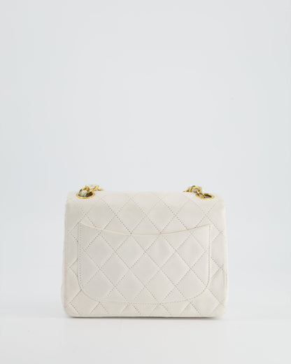 Chanel Vintage White Mini Square Bag in Lambskin Leather with 24K Gold Hardware