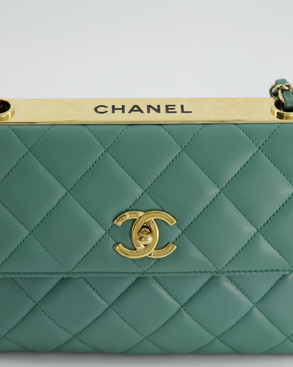 Chanel Teal Trendy CC Shoulder Bag in Lambskin Leather with Gold Hardware