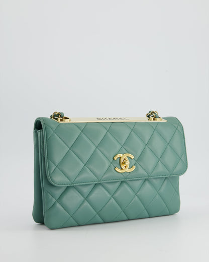 Chanel Teal Trendy CC Shoulder Bag in Lambskin Leather with Gold Hardware
