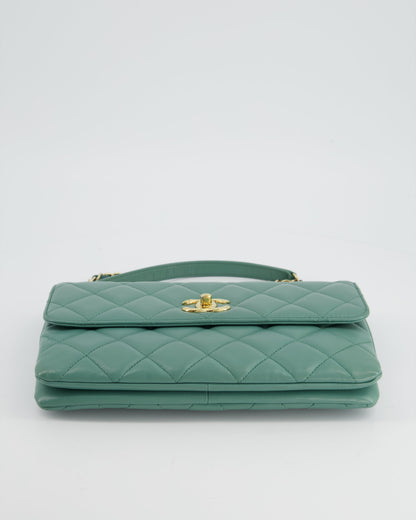 Chanel Teal Trendy CC Shoulder Bag in Lambskin Leather with Gold Hardware