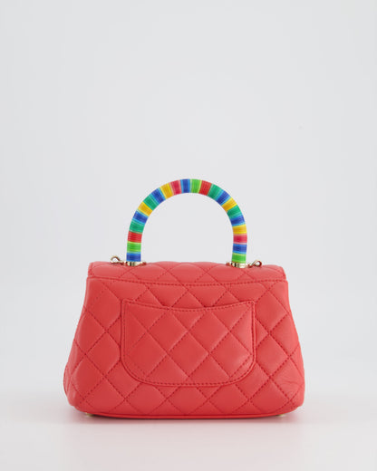 Chanel Pink Extra Mini Coco Multi-Colour Handle Bag in Lambskin with Champagne Gold Hardware