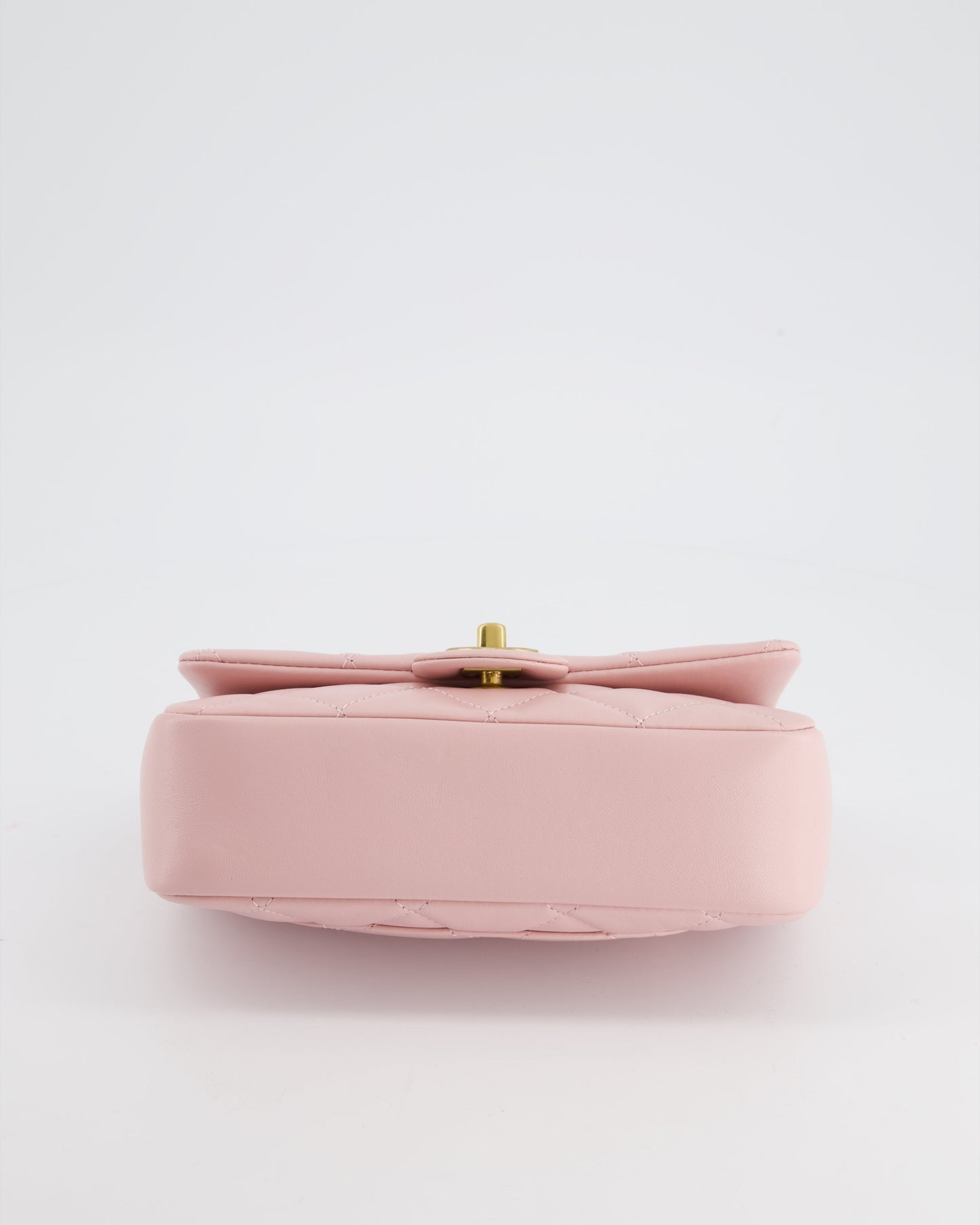 Chanel Pink 22B Mini Flap Bag in Lambskin Leather with Gold Hardware and Hearts Chain Detail