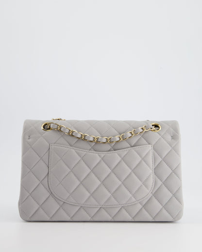 Chanel Medium Dove Grey Classic Double Flap in Caviar Leather with Champagne Gold Hardware