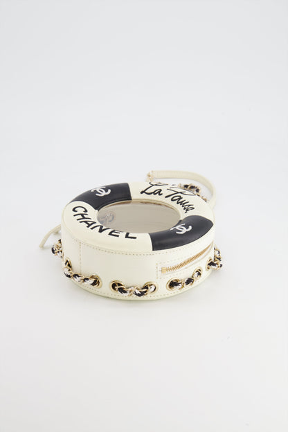 Chanel La Pausa Coco Lifesaver Bag in Black and White with Champagne Gold Hardware