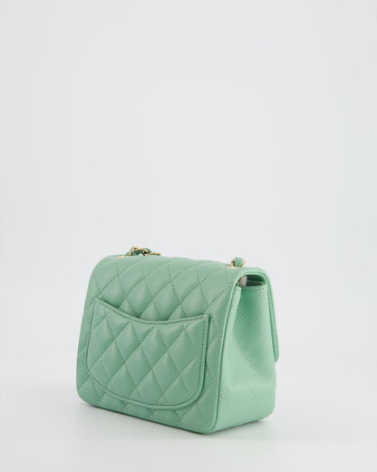 COLOUR* Chanel Green Tea Mini Square Bag in Lambskin Leather with Champagne Gold Hardware