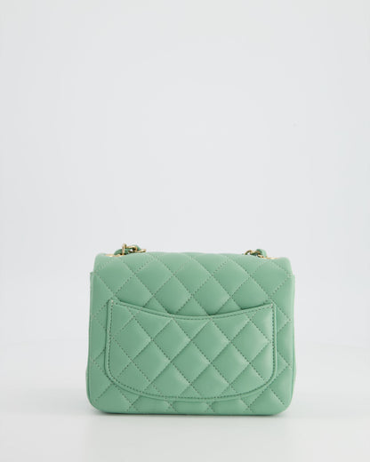 COLOUR* Chanel Green Tea Mini Square Bag in Lambskin Leather with Champagne Gold Hardware