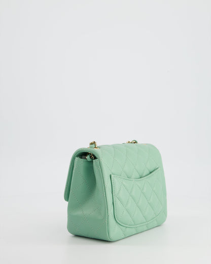 COLOUR* Chanel Green Tea Mini Square Bag in Lambskin Leather with Champagne Gold Hardware