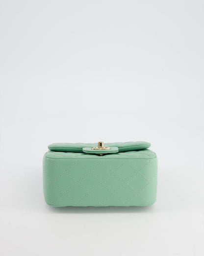 COLOUR* Chanel Green Tea Mini Square Bag in Lambskin Leather with Champagne Gold Hardware