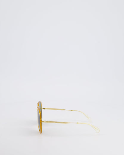 Gucci Gold Acetate Aviator Sunglasses