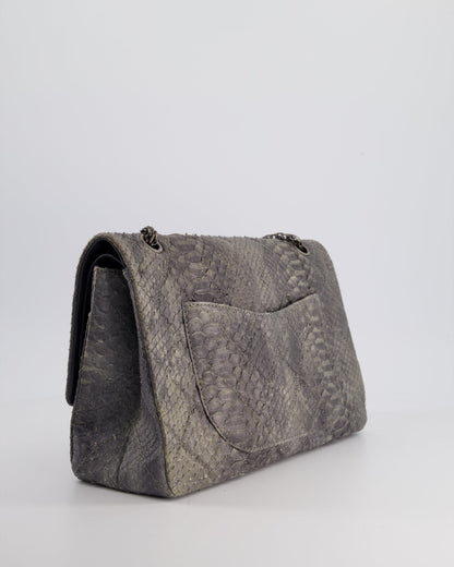 Chanel Storm Grey Jumbo Classic Double Flap 2.55 Reissue Bag in Python Leather with Ruthenium  Hardware